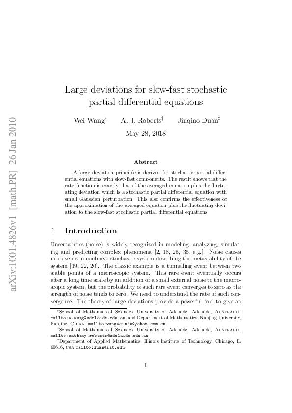 (PDF) Large deviations for slow-fast stochastic partial differential ...