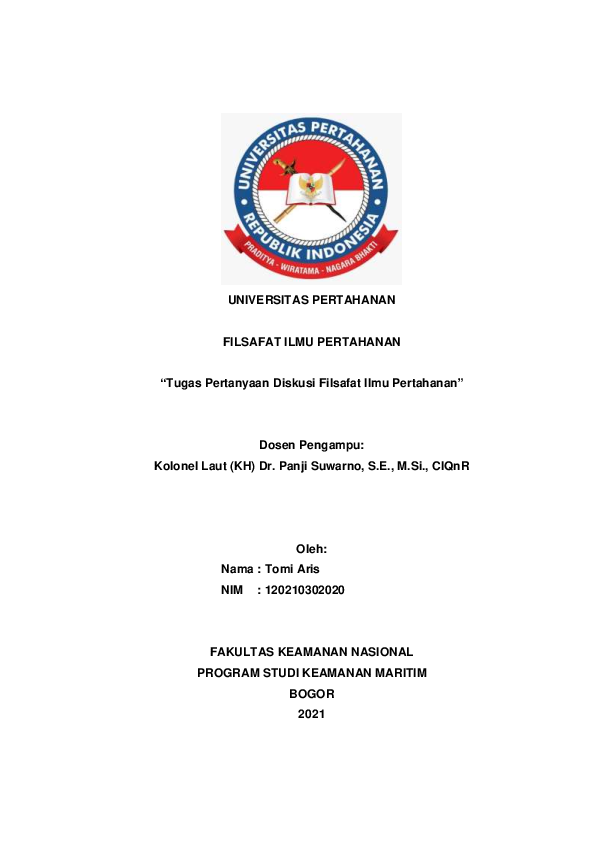(PDF) Paper Definisi Filsafat Ilmu Pertahanan