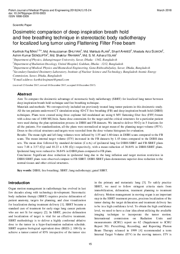 (PDF) Dosimetric comparison of deep inspiration breath hold and free ...