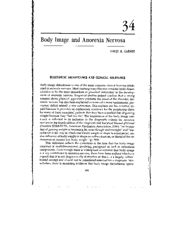 (PDF) Body image and anorexia nervosa