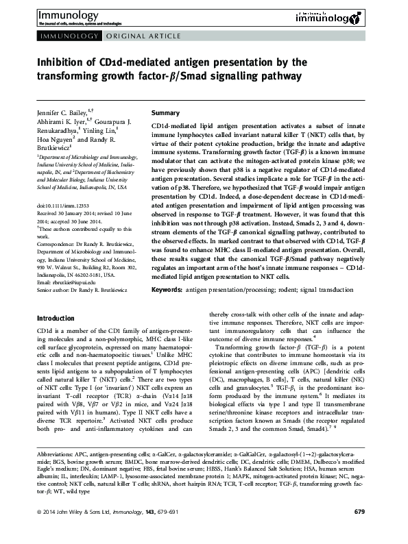 (PDF) Inhibition of CD1d-mediated antigen presentation by the ...
