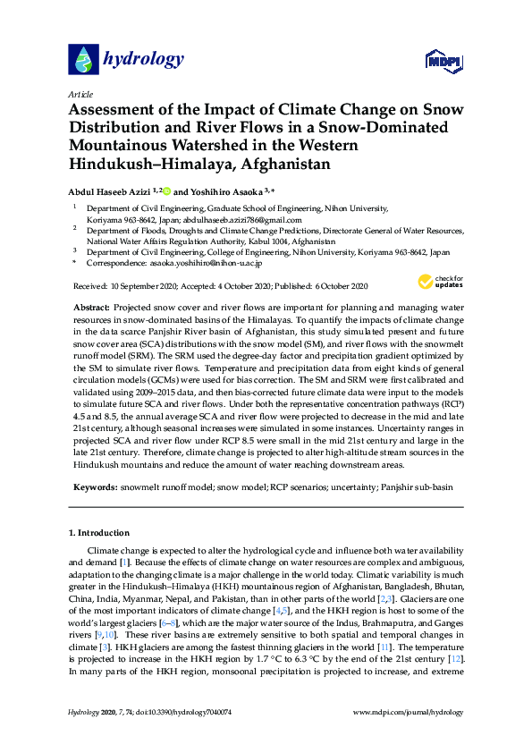 (PDF) Assessment of the Impact of Climate Change on Snow Distribution ...