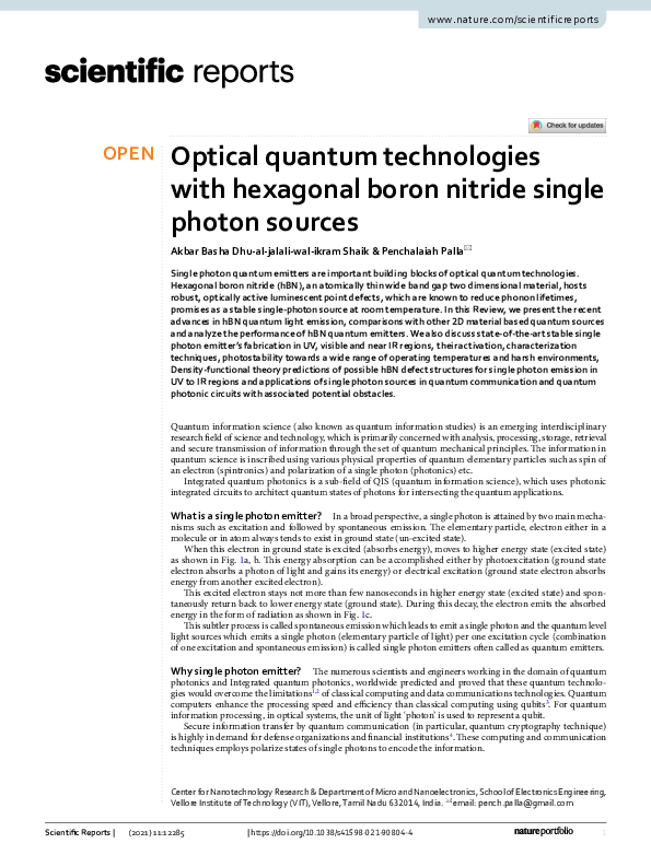 (PDF) Optical quantum technologies with hexagonal boron nitride single ...