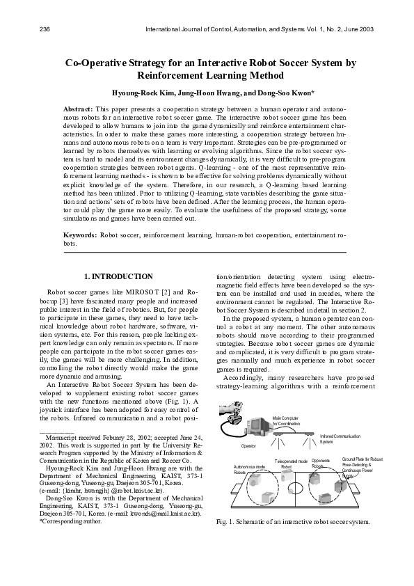 (PDF) Co-Operative Strategy for an Interactive Robot Soccer System by ...