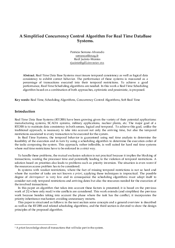 (PDF) A Simplified Concurrency Control Algorithm For Real Time DataBase ...