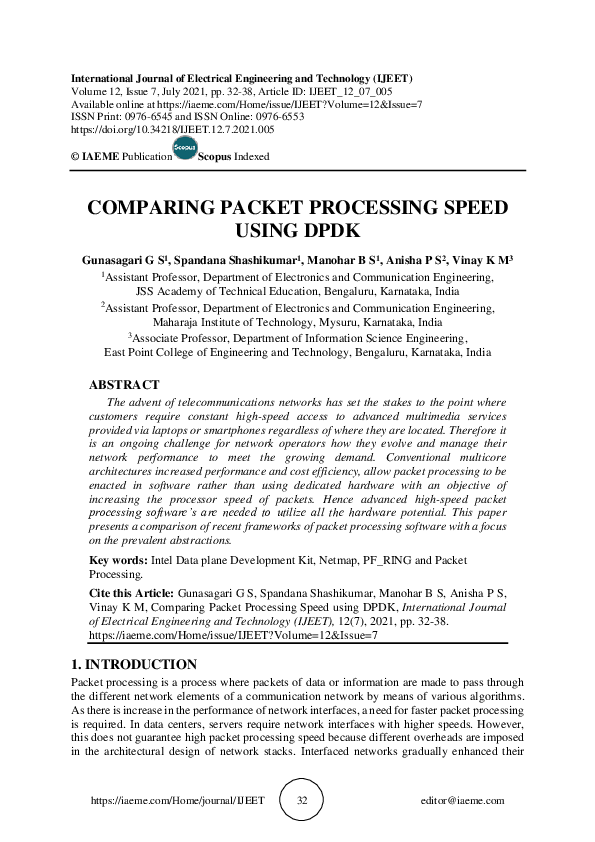 (PDF) COMPARING PACKET PROCESSING SPEED USING DPDK