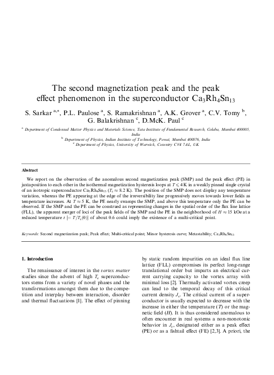 (PDF) The second magnetization peak and the peak effect phenomenon in ...