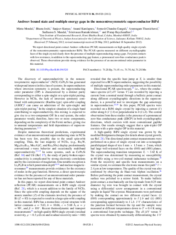 (PDF) Andreev bound state and multiple energy gaps in the ...