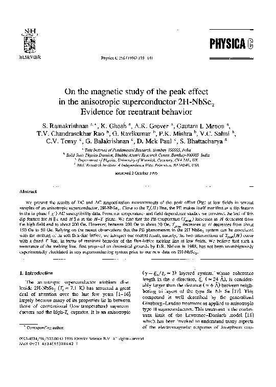 (PDF) On the magnetic study of the peak effect in the anisotropic ...