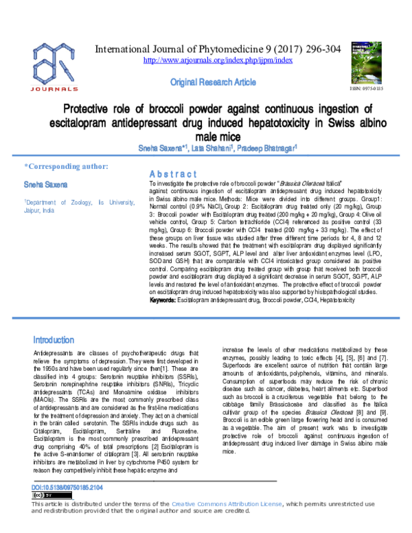 (PDF) Protective role of Broccoli powder against continuous ingestion ...