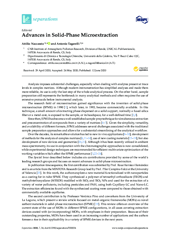 (PDF) Advances in Solid-Phase Microextraction