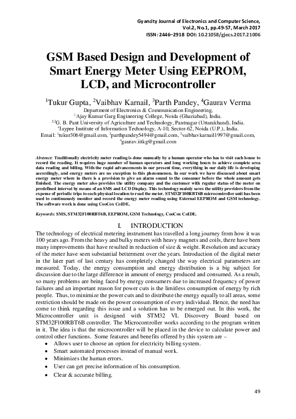 (PDF) GSM Based Design and Development of Smart Energy Meter Using ...