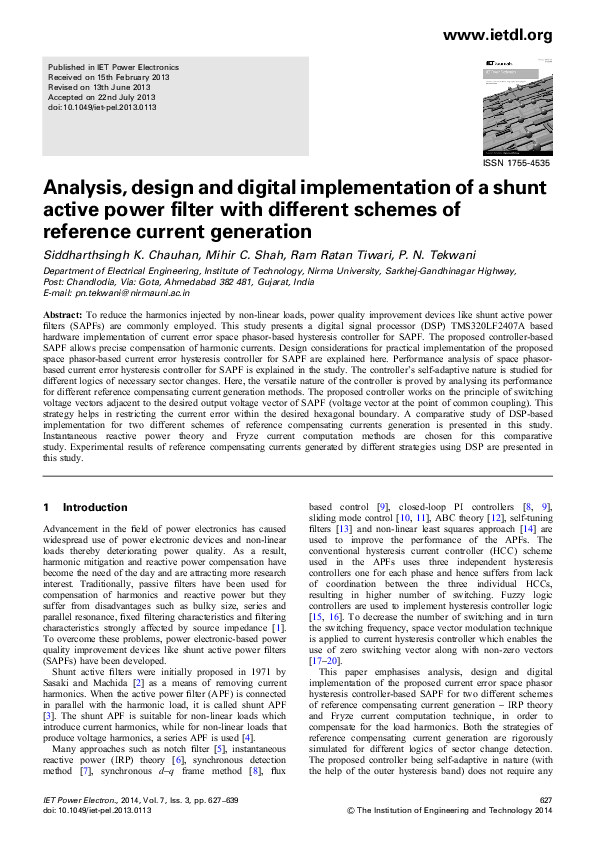 (PDF) Analysis, design and digital implementation of a shunt active ...
