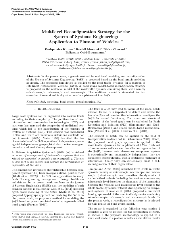 (PDF) Multilevel Reconfiguration Strategy for the System of Systems ...
