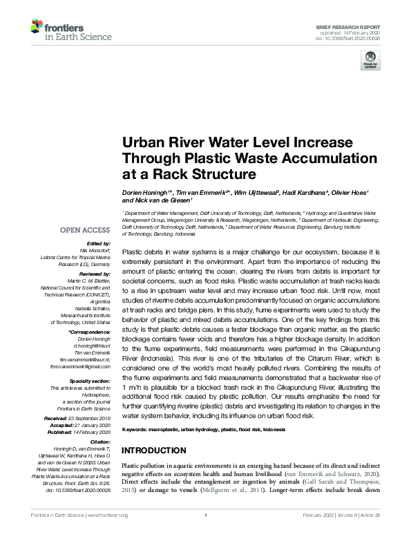 (PDF) Urban River Water Level Increase Through Plastic Waste ...