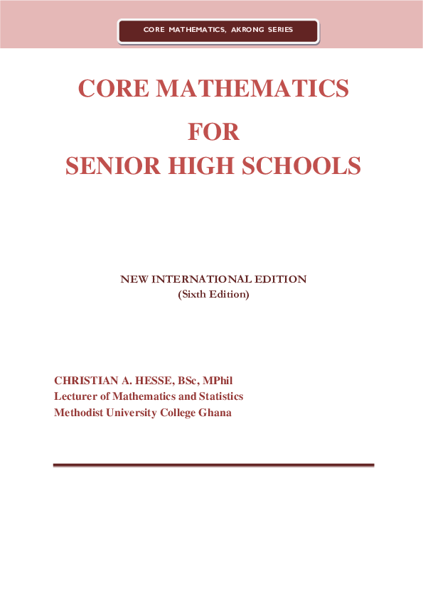 (PDF) Core Mathematics for Senior High Schools