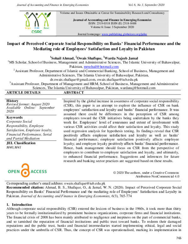 (PDF) Impact of Perceived Corporate Social Responsibility on Banks ...