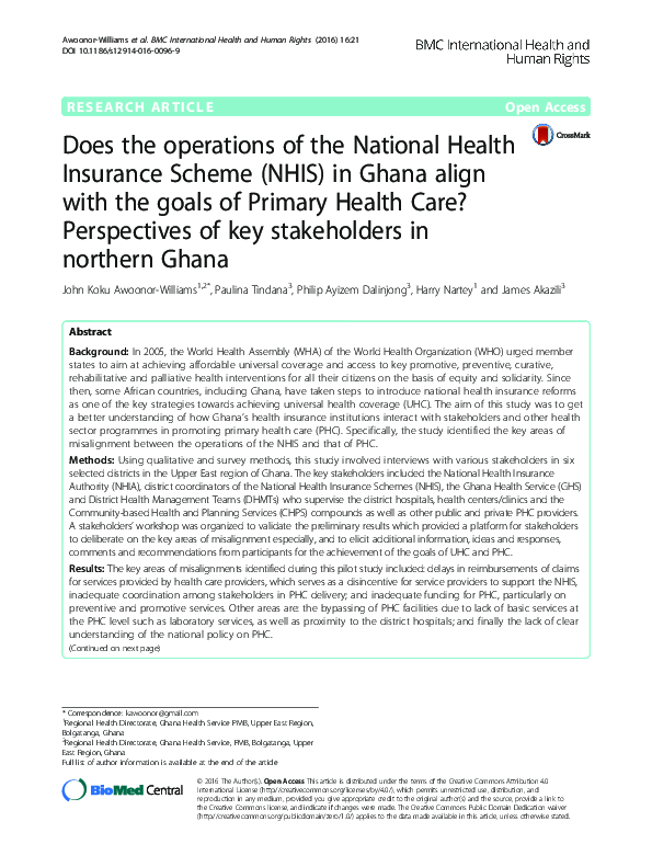 (PDF) Does the operations of the National Health Insurance Scheme (NHIS ...