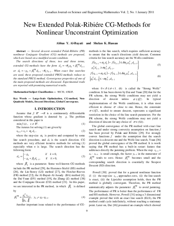 (PDF) New Extended Polak-Ribiére CG-Methods for Nonlinear Unconstraint ...