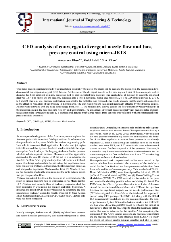 (PDF) CFD analysis of convergent-divergent nozzle flow and base ...