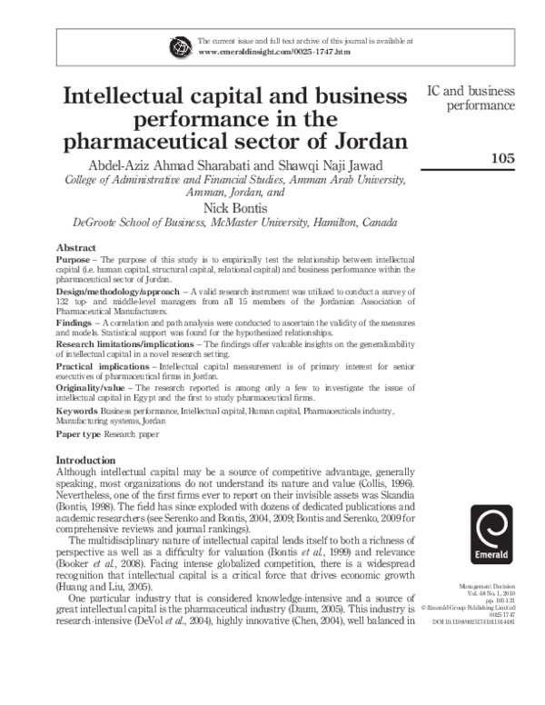 (PDF) Intellectual capital and business performance in Malaysian industries