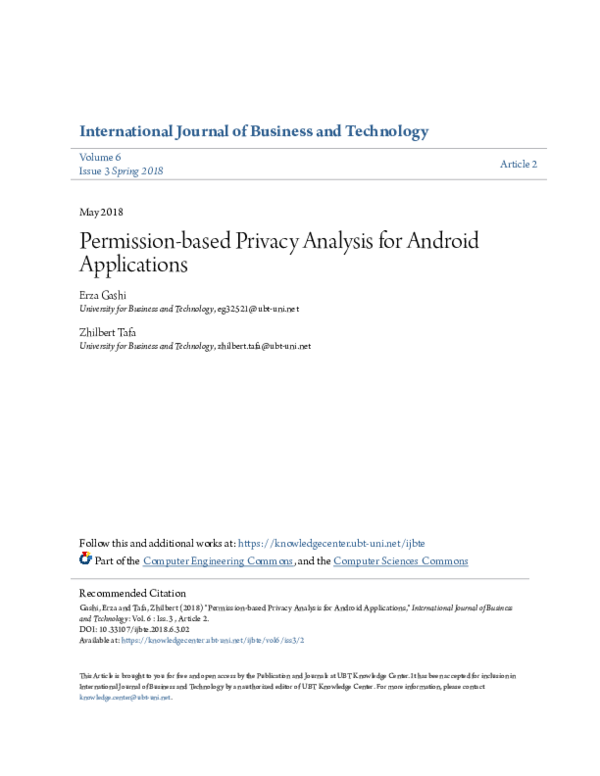 (PDF) Permission-based Privacy Analysis for Android Applications