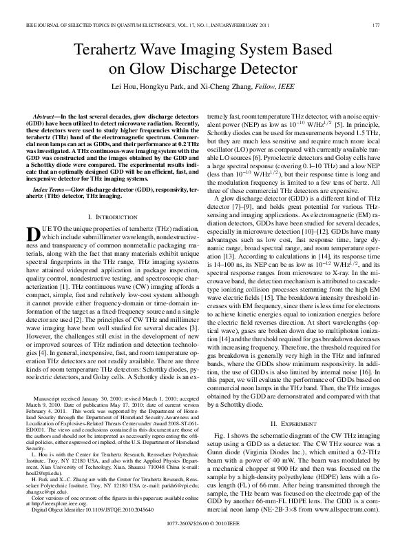 (PDF) Terahertz Wave Imaging System Based on Glow Discharge Detector