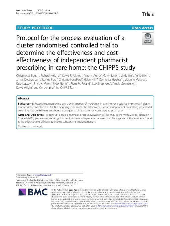 (PDF) Protocol for the process evaluation of a cluster randomised ...