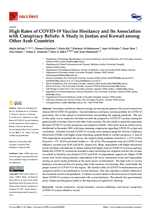 (PDF) High Rates of COVID-19 Vaccine Hesitancy and Its Association with ...