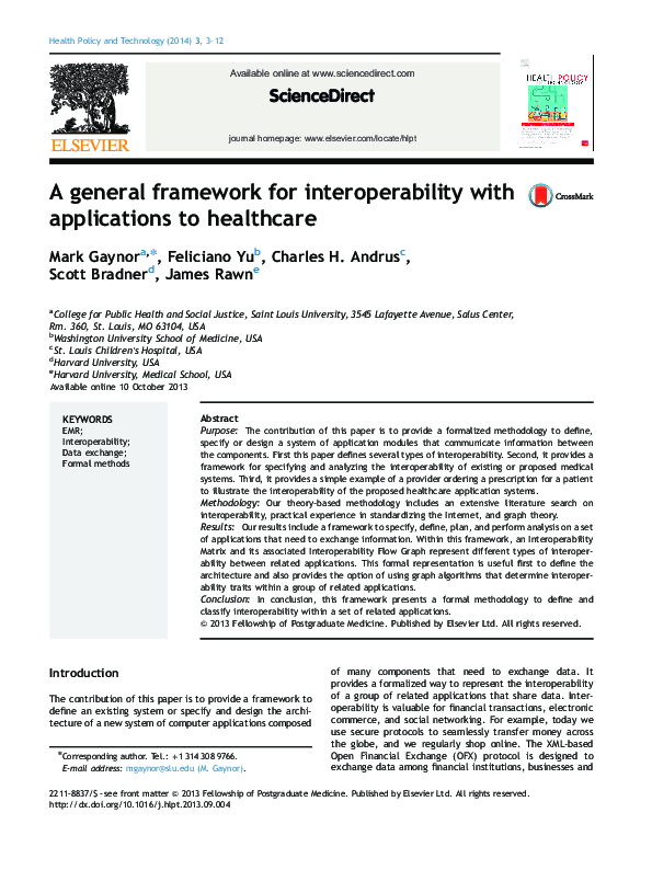 (PDF) A general framework for interoperability with applications to ...