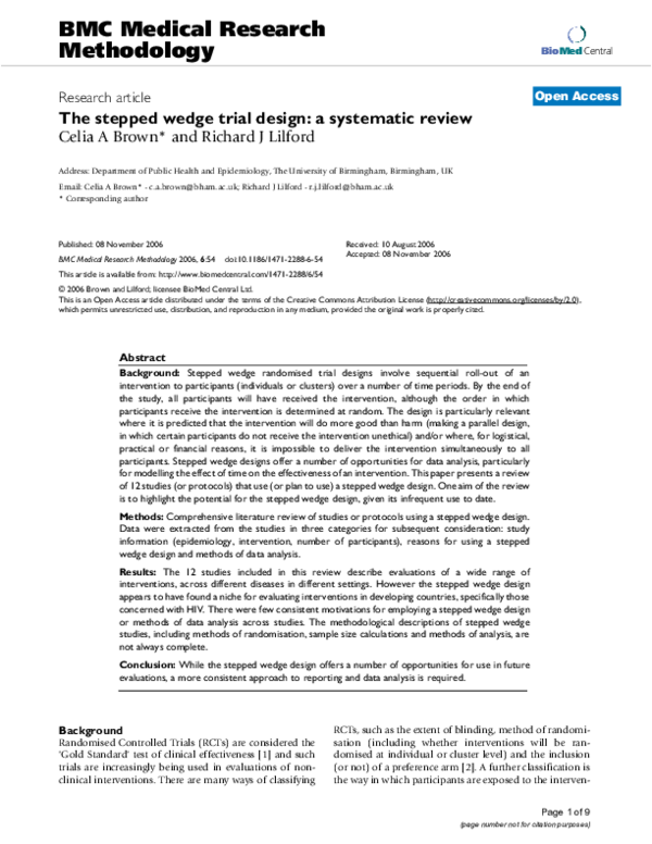 (PDF) The stepped wedge trial design: a systematic review