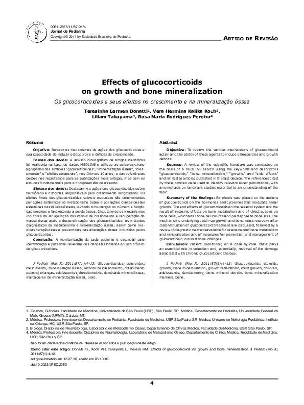 (PDF) Effects of glucocorticoids on growth and bone mineralization