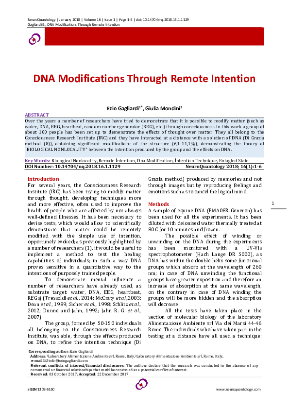 (PDF) DNA Modifications Through Remote Intention
