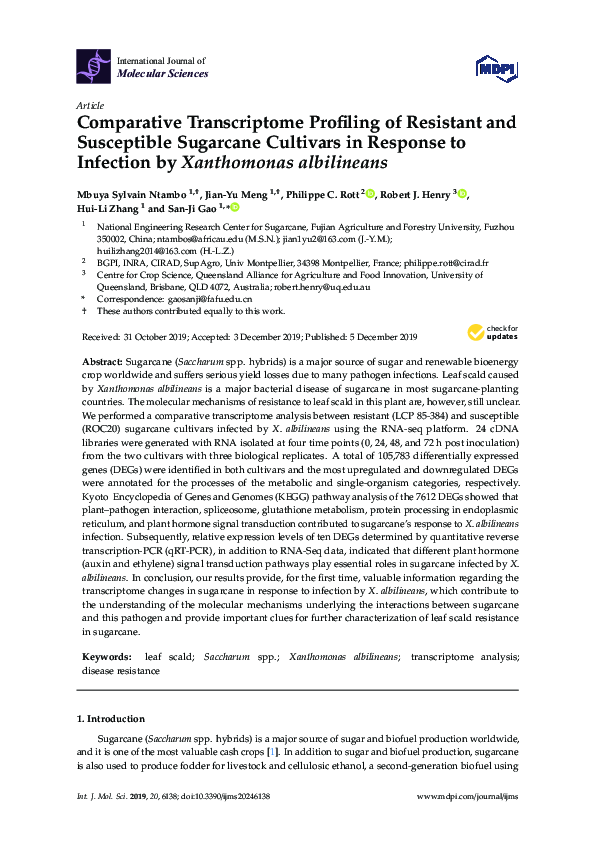 (PDF) Comparative Transcriptome Profiling of Resistant and Susceptible ...