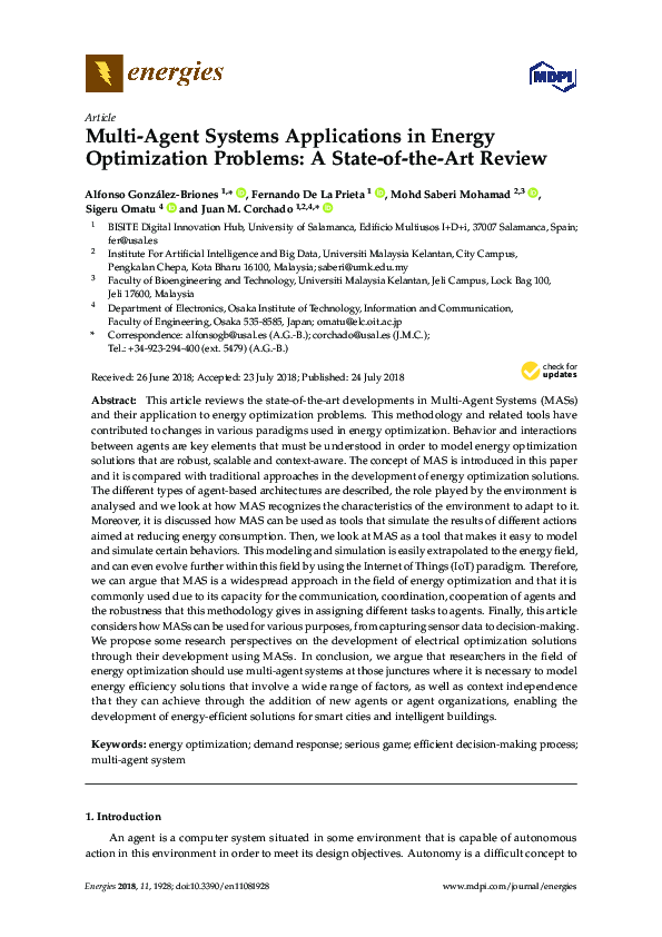 (PDF) Multi-Agent Systems Applications in Energy Optimization Problems ...