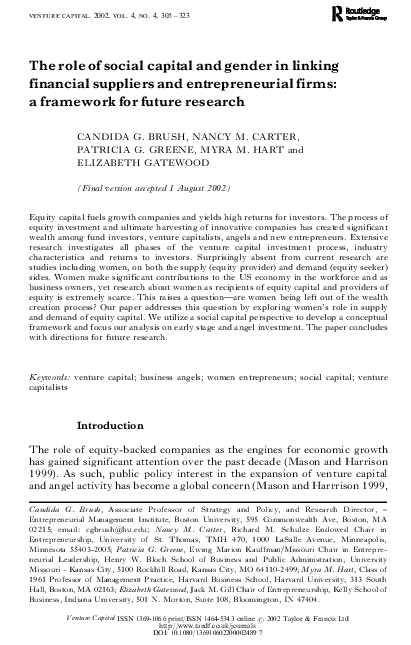 (PDF) The role of social capital and gender in linking financial ...