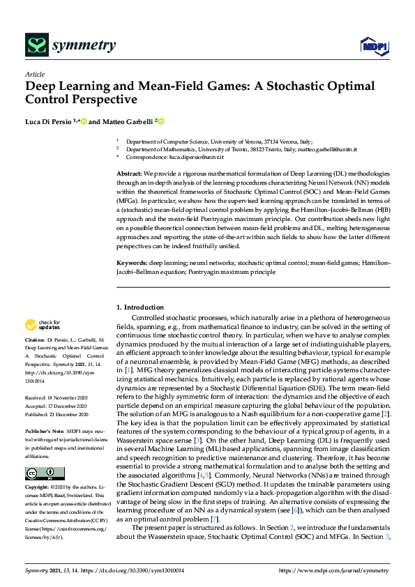(PDF) Deep Learning and Mean-Field Games: A Stochastic Optimal Control ...