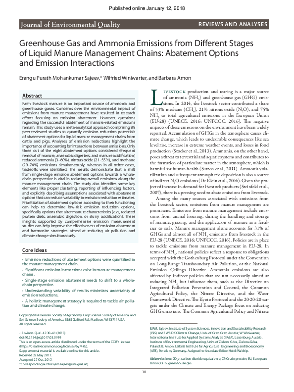 (PDF) Greenhouse Gas and Ammonia Emissions from Different Stages of ...