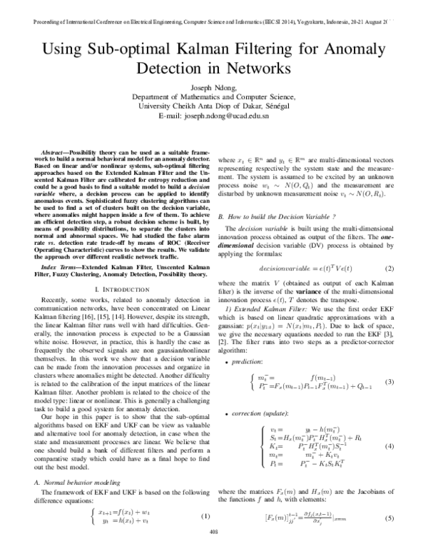 (PDF) Using Sub-optimal Kalman Filtering for Anomaly Detection in Networks