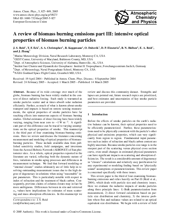 (PDF) A review of biomass burning emissions part III: intensive optical ...