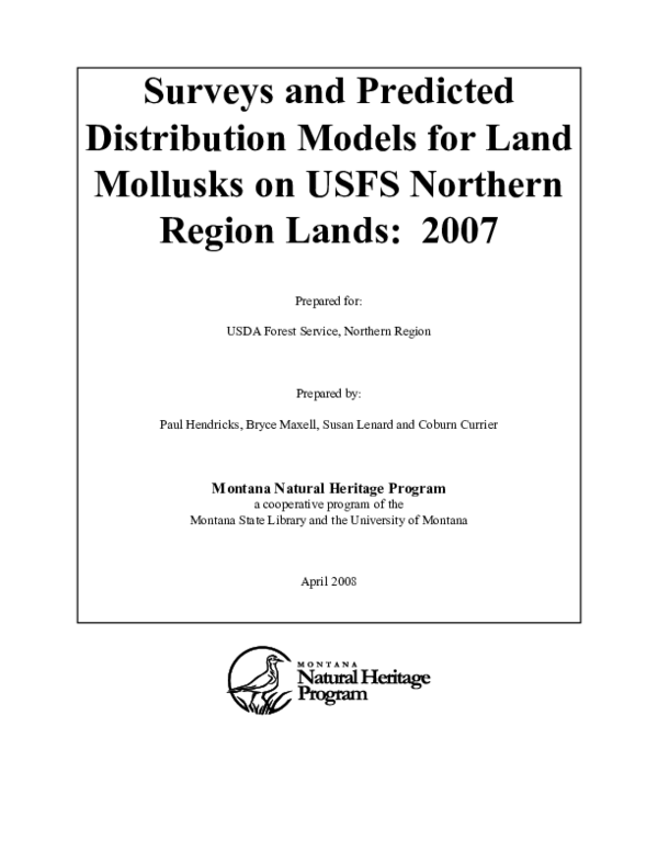 (PDF) Surveys and predicted distribution models for land mollusks on ...