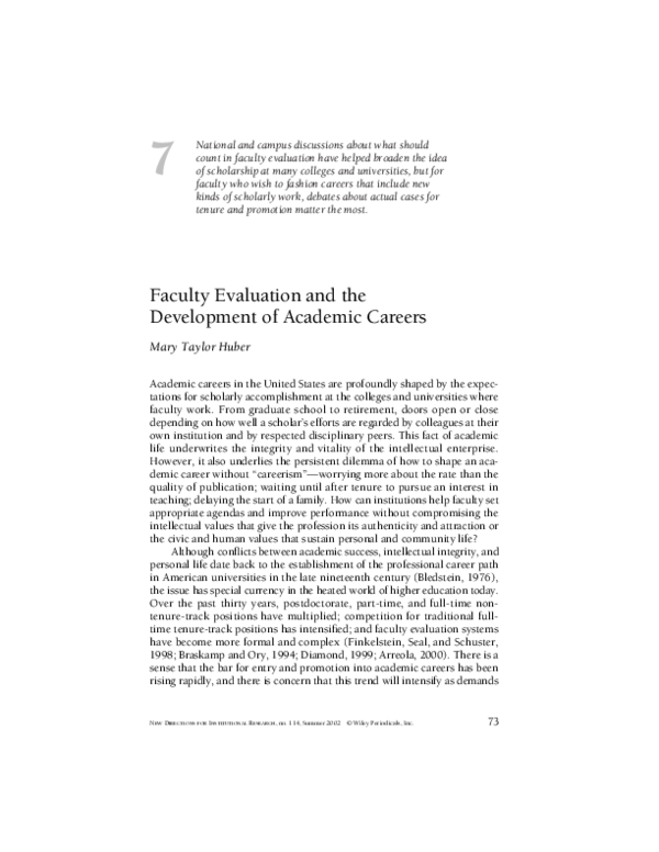 (PDF) Faculty evaluation and the development of academic careers