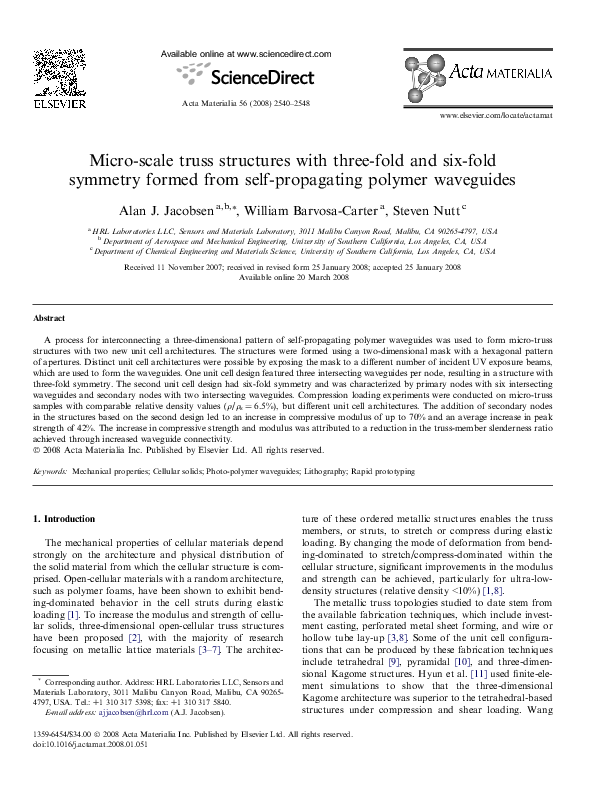 (PDF) Micro-scale truss structures with three-fold and six-fold ...