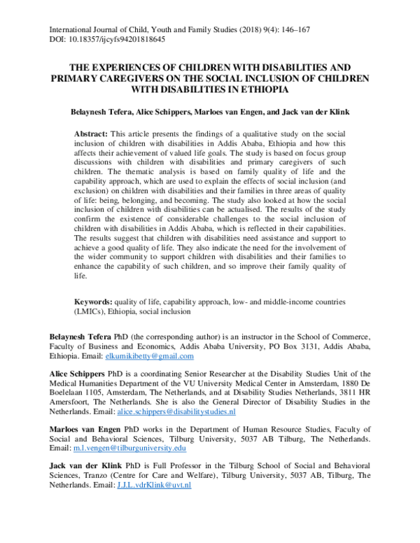 (PDF) The Experiences of Children with Disabilities and Primary ...