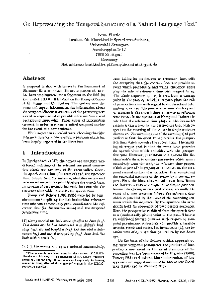 (PDF) On representing the temporal structure of a natural language text