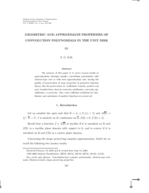 (PDF) Geometric and approximate properties of convolution