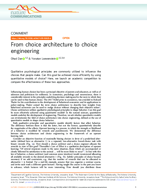 (PDF) From choice architecture to choice engineering