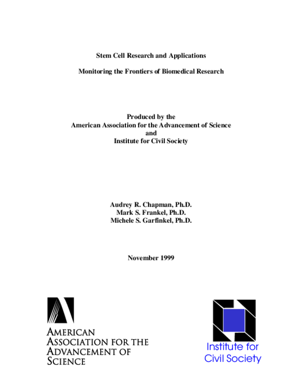 (PDF) Stem cell research and applications: monitoring the frontiers of ...