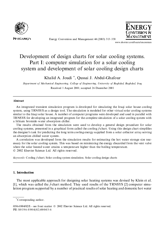 (PDF) Development of design charts for solar cooling systems. Part I ...