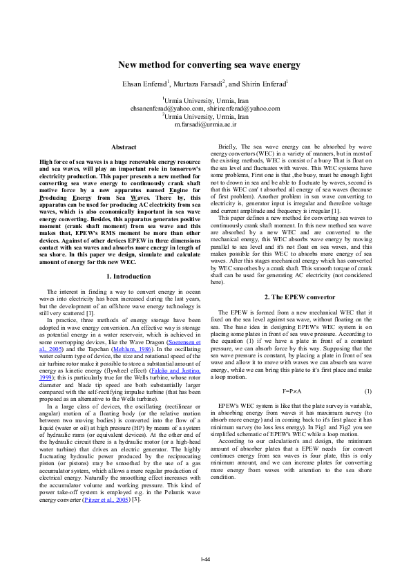 (PDF) New method for converting sea wave energy